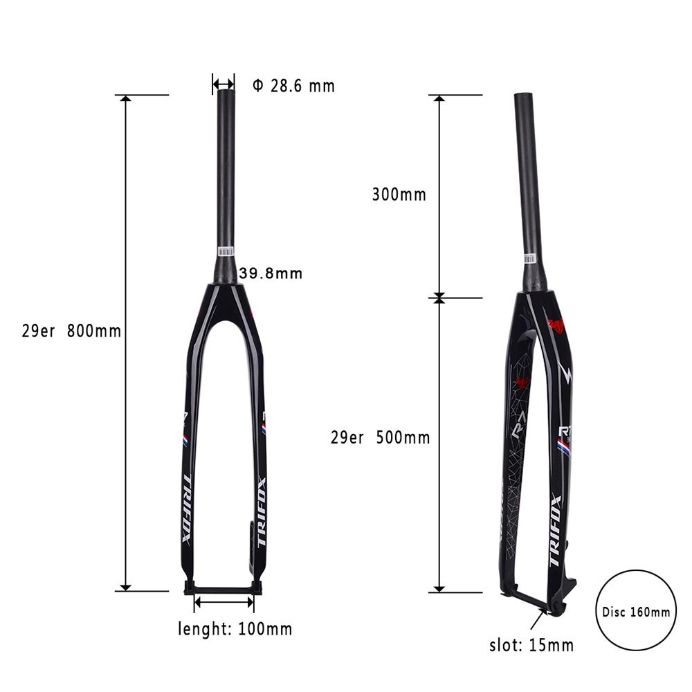 Factory Price TRIFOX 29er MTB Mountain Rigid Bicycle Front Fork With 142*12mm Quick Release Full Carbon Fiber Fork