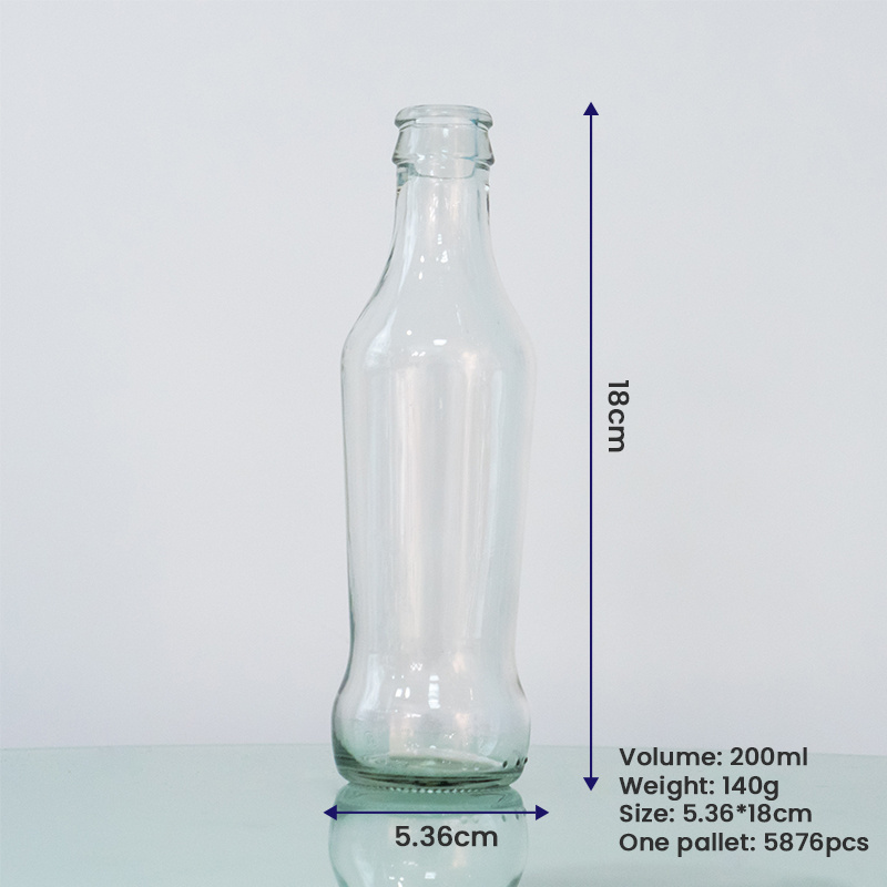 Clear glass bottle for cola /cocktail rio 200ml glass soda water bottle with crown cap