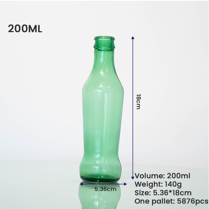 Clear glass bottle for cola /cocktail rio 200ml glass soda water bottle with crown cap