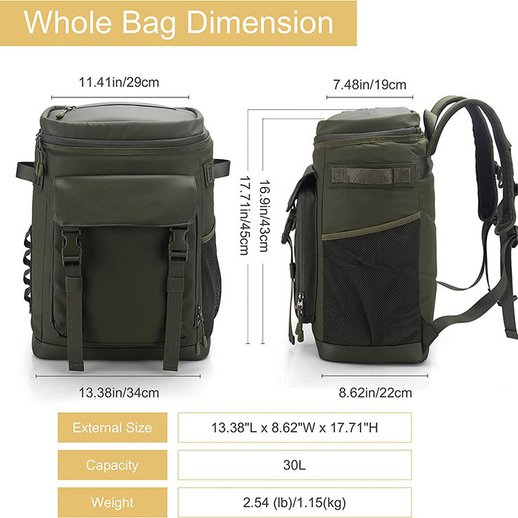 New Design 30L Cooler Bag Picnic Backpack Waterproof Cool Bag Rucksack Leakproof Insulated Backpack Cooler For BBQ, Traveling, B