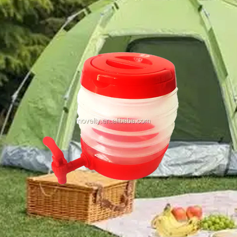 Portable 3.5L Large Capacity Collapsible Plastic Drink Dispenser Cold Beverage Juice Dispenser For Parties Picnics With Tap