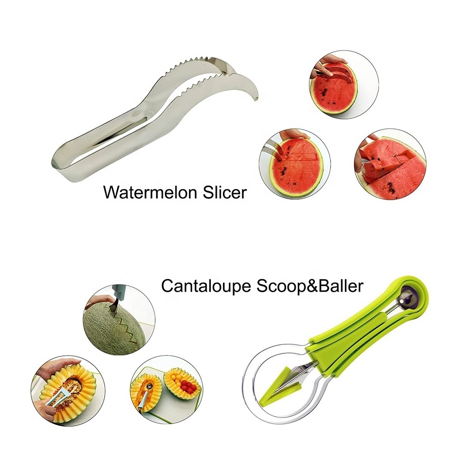 Multifunctional fruit & vegetable tools apples pears pineapples watermelon avocados kiwis oranges melons lemons onions tomatoes