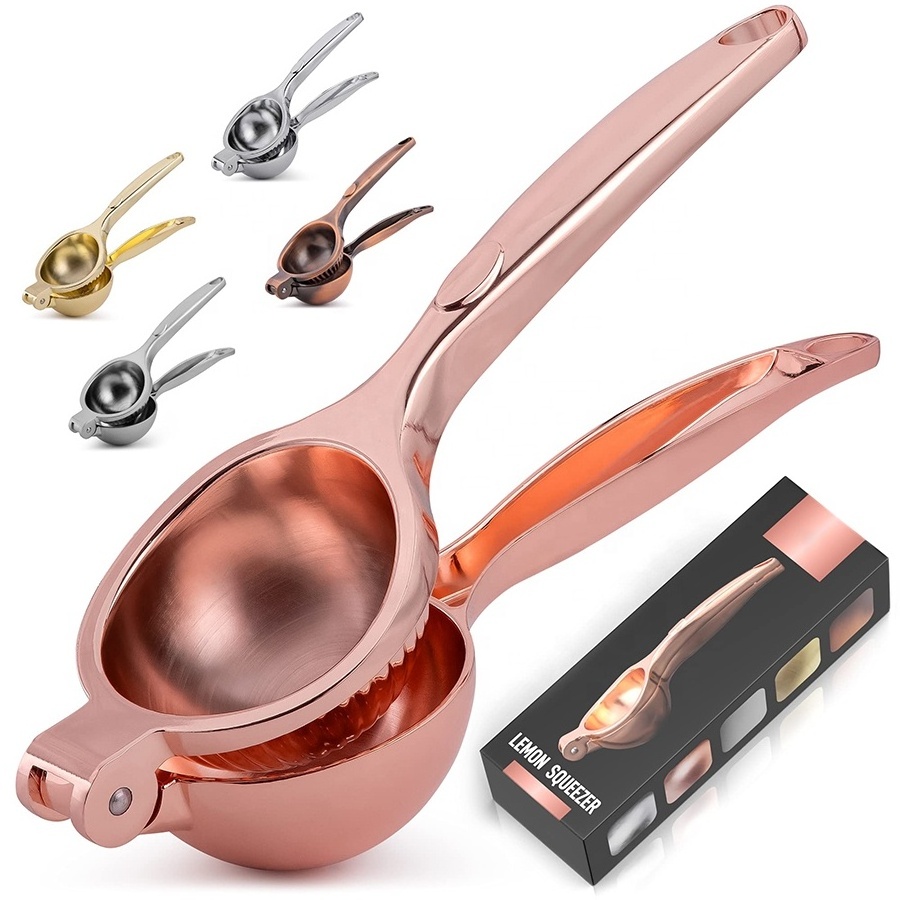 New design kitchen gadgets stainless steel titanium coated citrus press rose gold lemon squeezer citrus juicer