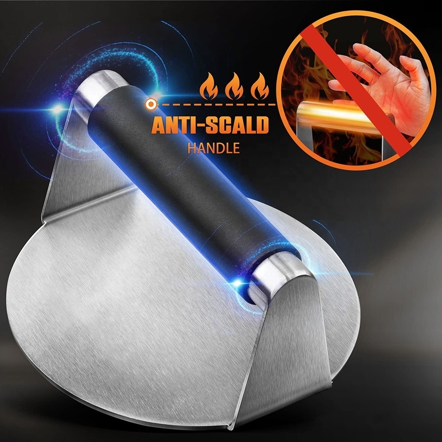 Hot sale non slip handle stainless steel hamburger patty maker burger press smasher