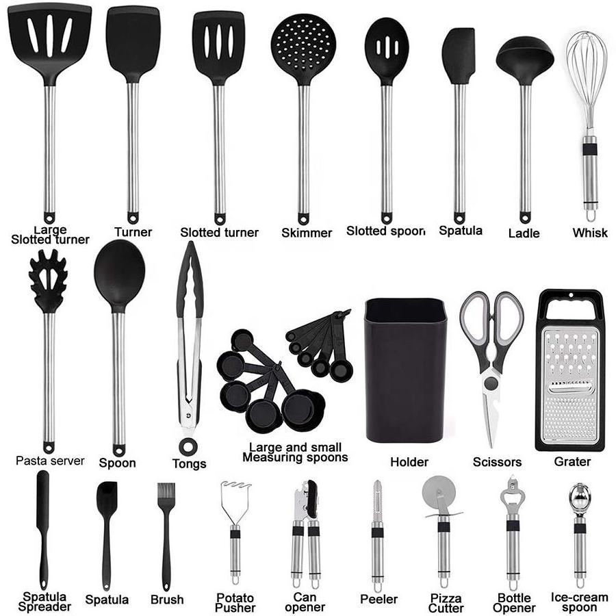 Custom kitchen accessories stainless steel kitchen cooking tools set utensils silicone kitchen utensils sets cooking utensils