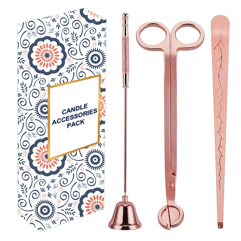 TOALLWIN candle accessories rose gold wick dipper engraved wholesale candle trimmers and candle snuffer set wick trimmer set