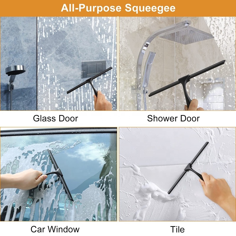 Professional stainless steel glass shower wiper blade window cleaning squeegee silicone glass shower squeegee cleaner