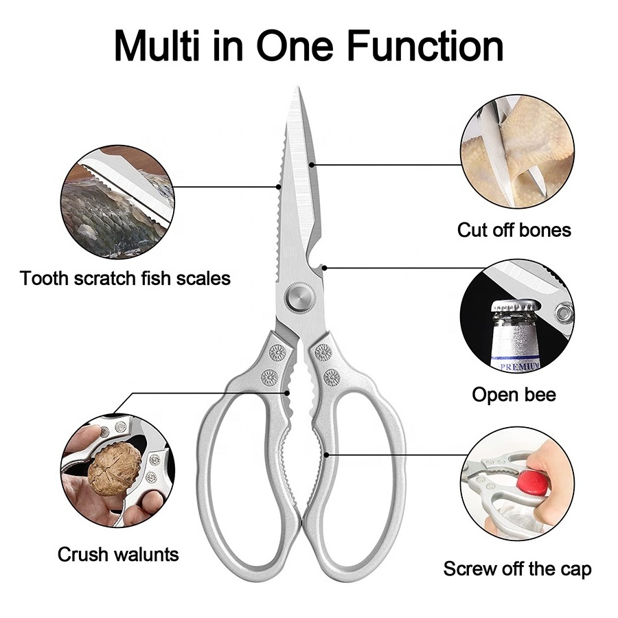 Factory heavy duty 8 inch stainless steel kitchen shear meat fish chicken bone kitchen chicken scissor shear