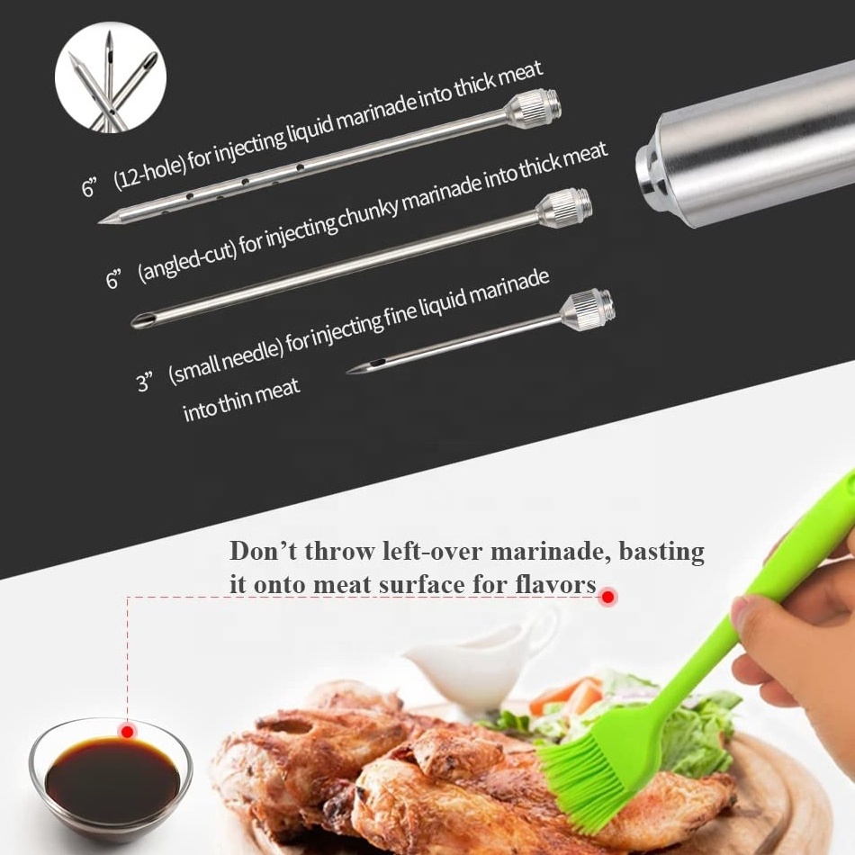 Wholesale custom turkey brisket meat injectors smoking marinade food injector syringe