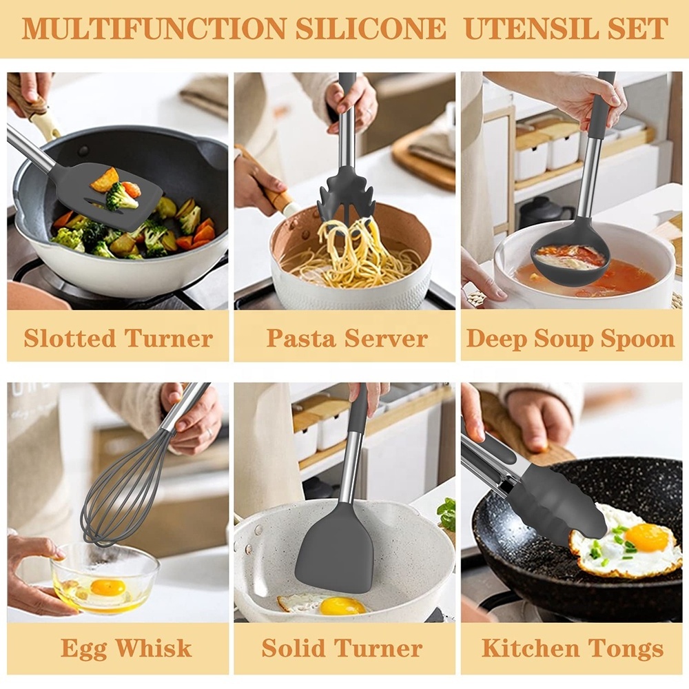 Professional utensilios de cocina kitchen gadgets stainless steel silicone utensils kitchen set cooking  kitchen utensils set