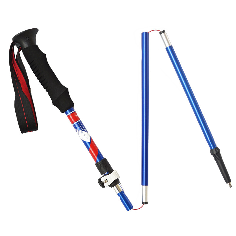 Aluminum Alloy 6061/7075 Outdoor Fold Portable Adjustable Ski Hiking Trekking Poles Nordic Walking Climbing Sticks