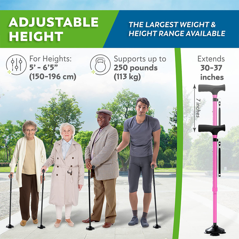 High Quality New Old Man Walking Stick Telescopic Canes T Handle  Stable Crutch No Slip Pole Folding Hiking Elderly Walk