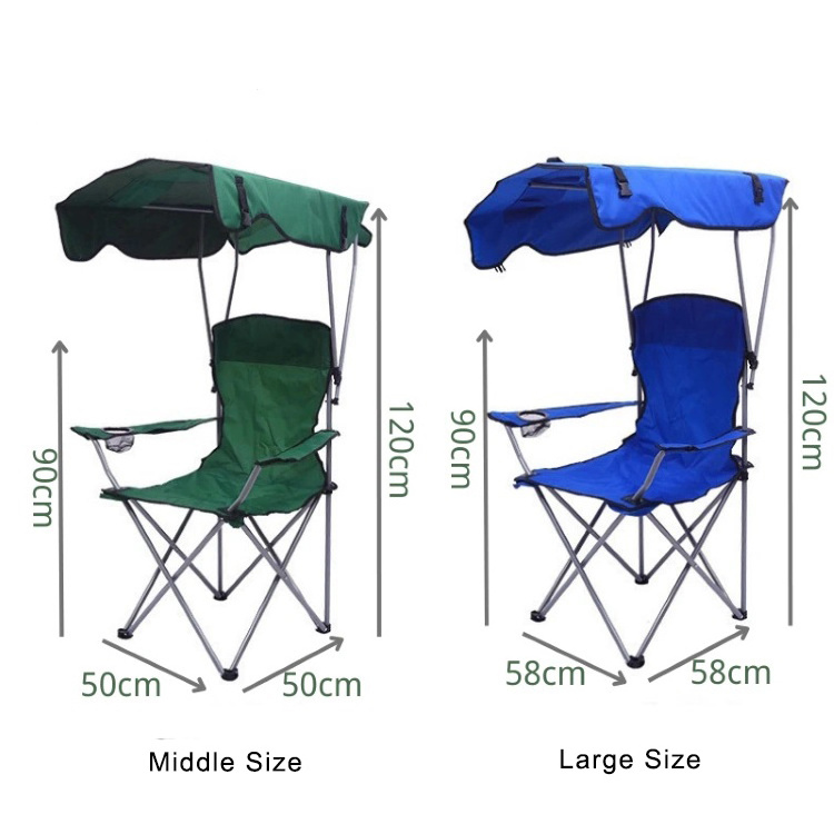 Customized Logo Sunshade Outdoor Foldable Backpack Portable Folding Camping Beach Chair with Canopy for Travel