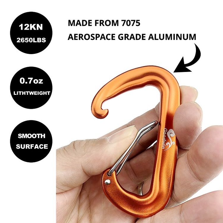 2023 Wholesale Factory Price  Locking Carabiner D Ring Aluminum Caribeaner Clip Screw Lock