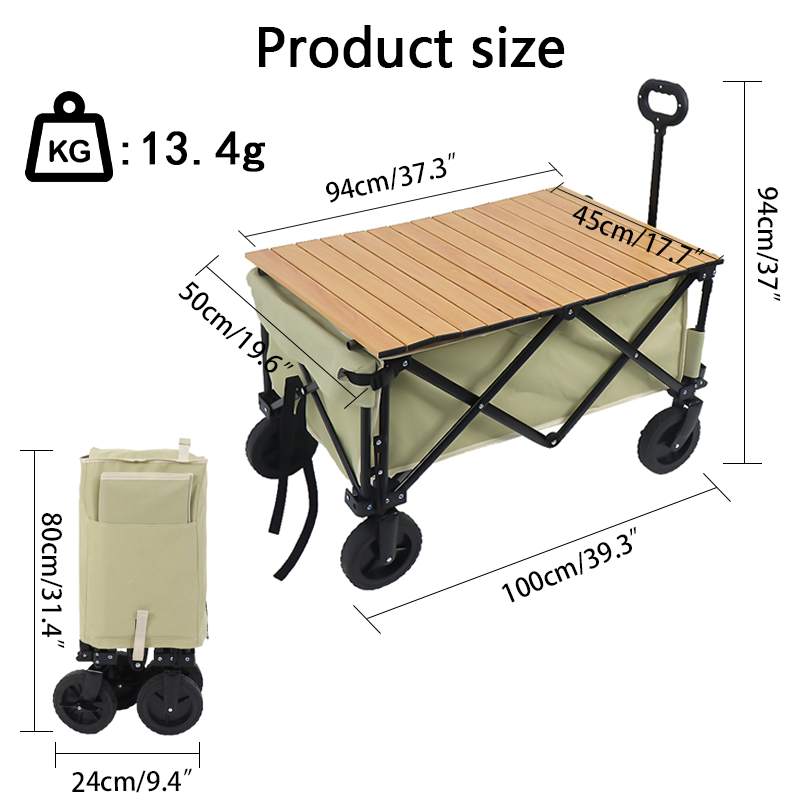 New High Quality  Collapsible Wagon Utility Folding Cart Heavy Duty All Terrain Wheels for Shopping Camping