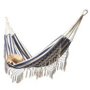 Outdoor Canvas Hammock Swing Hanging Hammock with Tassels