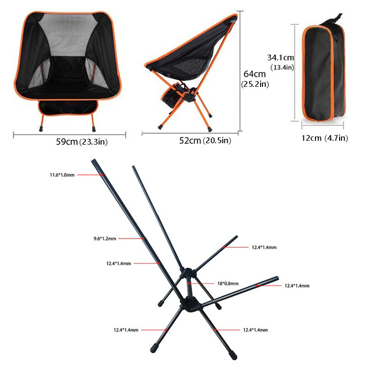 Ultralight Camping Chair Portable Folding Backpacking Chairs Small Foldable Packable in A Bag Lightweight Mini Moon Chair