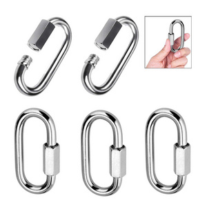 Heavy Duty Stainless Steel Oval Locking Carabiner Clips Quick Connecting Chain Links Hook for Camping Hiking Swing Hammocks