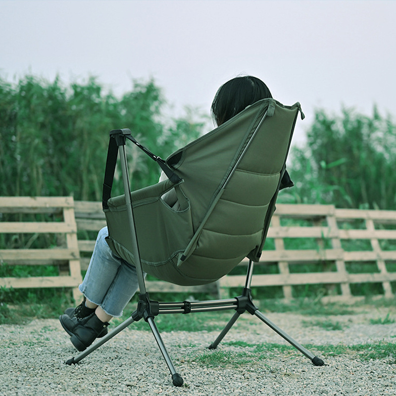 Wholesale  Portable Backpack Aluminium Swinging Rocking Chair Portable Folding Recliner Swing Camp Seat Backpack Beach Chairs