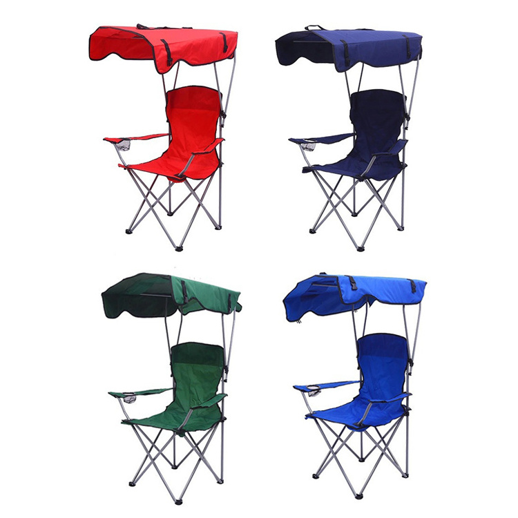 Customized Logo Sunshade Outdoor Foldable Backpack Portable Folding Camping Beach Chair with Canopy for Travel