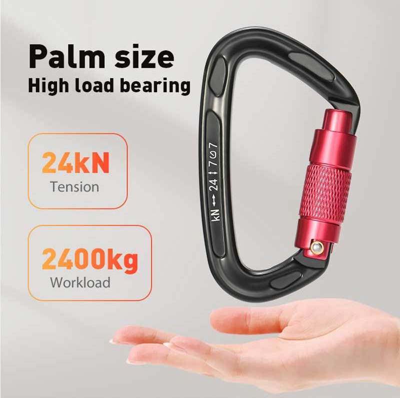 UIAA Certified 24KN Auto Locking Climbing Carabiner Twist Lock and Heavy Duty Carabiner for Rock Climbing, Rappelling