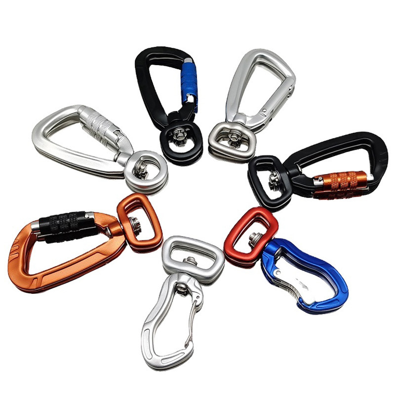 New heavy duty Hiking Aluminum Carabiner Climbing Multi Tool 4KN Swivel Carabiner hook for Dog Leash