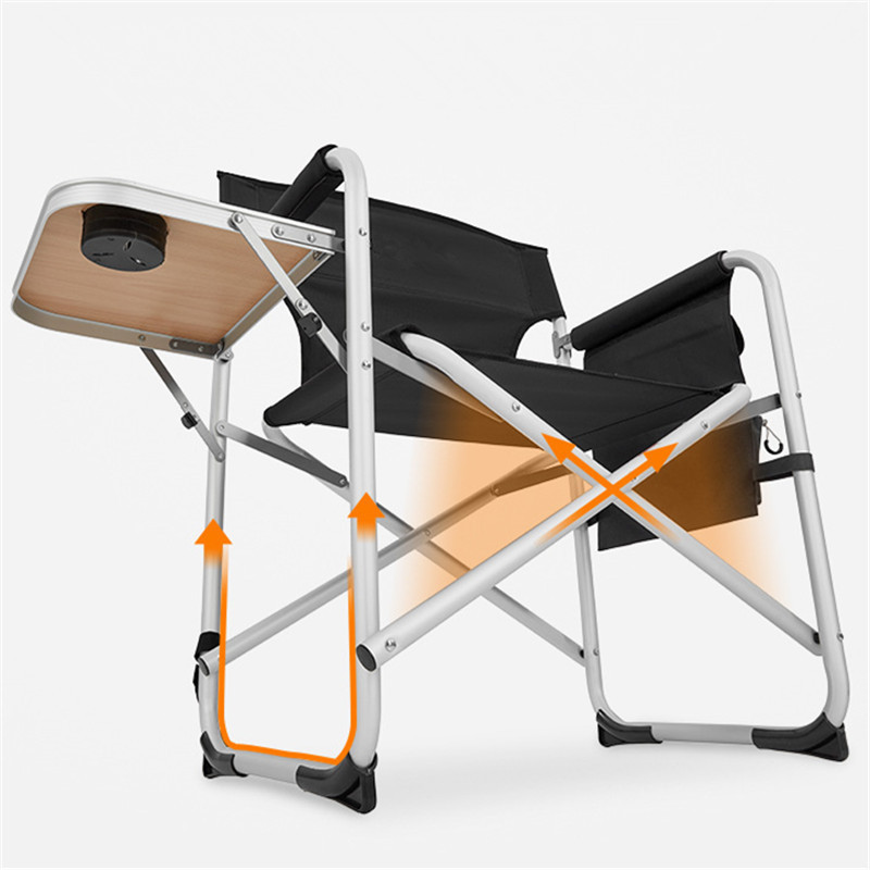 Portable Camping Chair Folding Outdoor Large Heavy Duty Support Director Chairs with Padded Armrests and Table