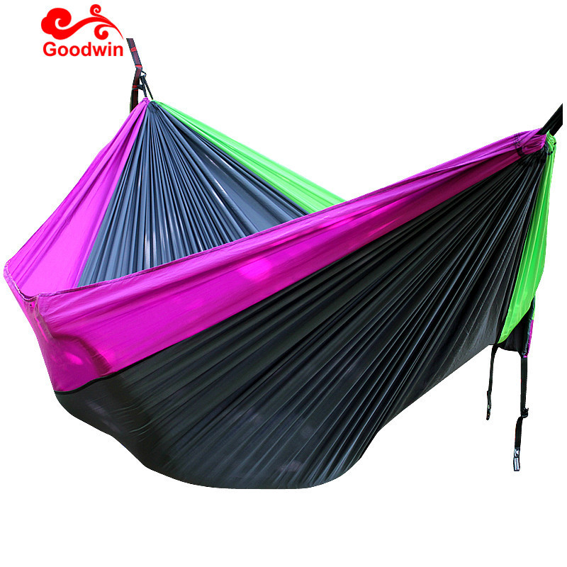 2023  Factory Price  New  Double Nylon Hammock with Two Tree Straps & Carabiners, 600lbs