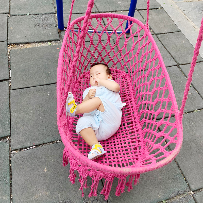 Indoor furniture leisure rope hanging baby cradle hammock chair Macrame baby swing chair hammock chair