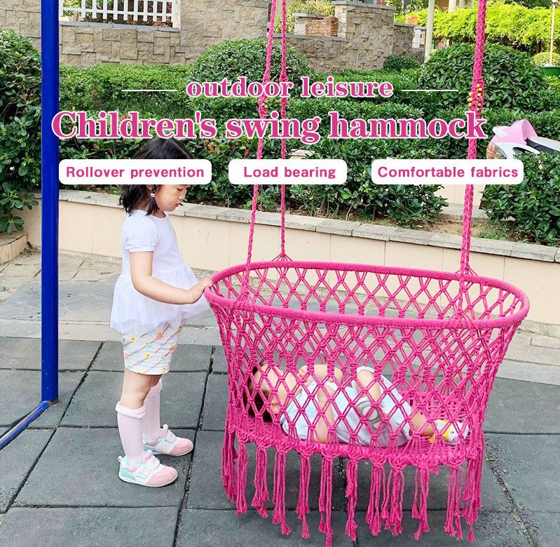 Indoor furniture leisure rope hanging baby cradle hammock chair Macrame baby swing chair hammock chair