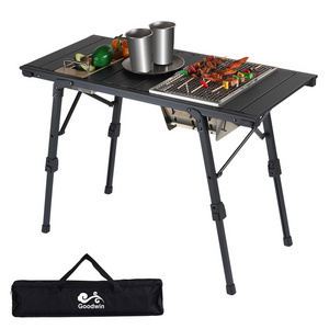 Outdoor Kitchen Portable Aluminum Folding Table Camping lightweight IGT Table Camp BBQ Grill Table