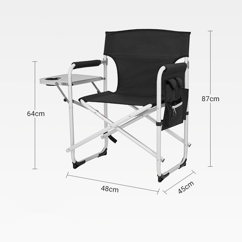 Portable Camping Chair Folding Outdoor Large Heavy Duty Support Director Chairs with Padded Armrests and Table