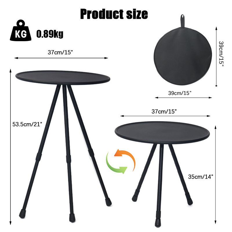 Upgraded camping table foldable lifting outdoor aluminum folding camping small round table for travel