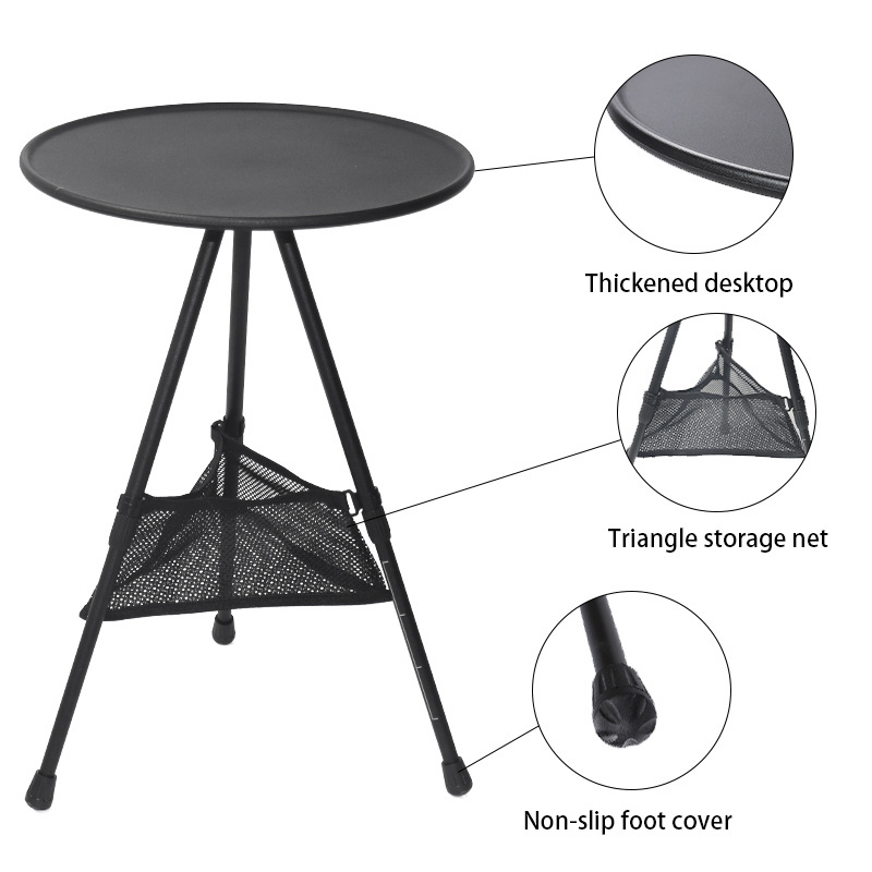 Upgraded camping table foldable lifting outdoor aluminum folding camping small round table for travel