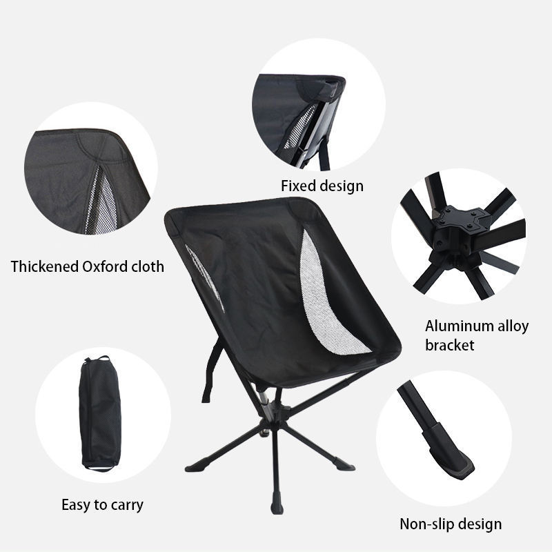 New Design Logo Custom Quick Open Folding Fishing Cliq Moon Beach Chairs Travel Foldable Swivel Lawn Camping Chair