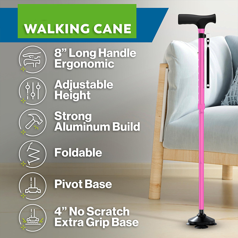 High Quality New Old Man Walking Stick Telescopic Canes T Handle  Stable Crutch No Slip Pole Folding Hiking Elderly Walk