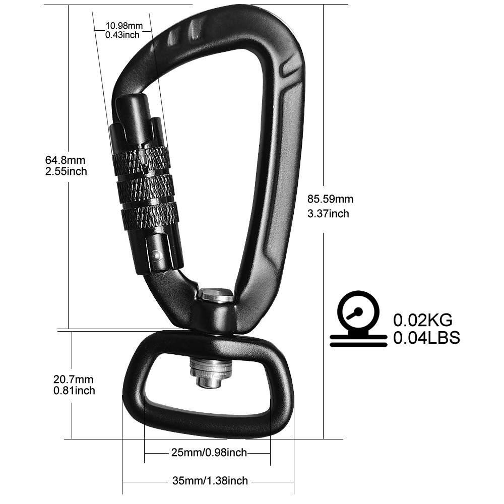 New heavy duty Hiking Aluminum Carabiner Climbing Multi Tool 4KN Swivel Carabiner hook for Dog Leash