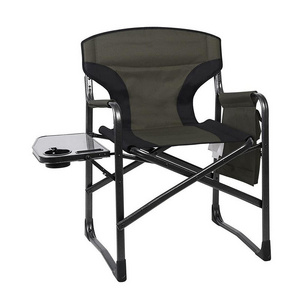 Portable Camping Chair Folding Outdoor Large Heavy Duty Support Director Chairs with Padded Armrests and Table