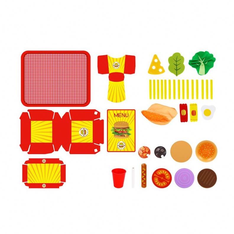 2020 New Design Colorful Wooden Fast Food Play Food Toy Set for Kids