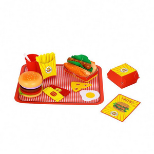 2020 New Design Colorful Wooden Fast Food Play Food Toy Set for Kids