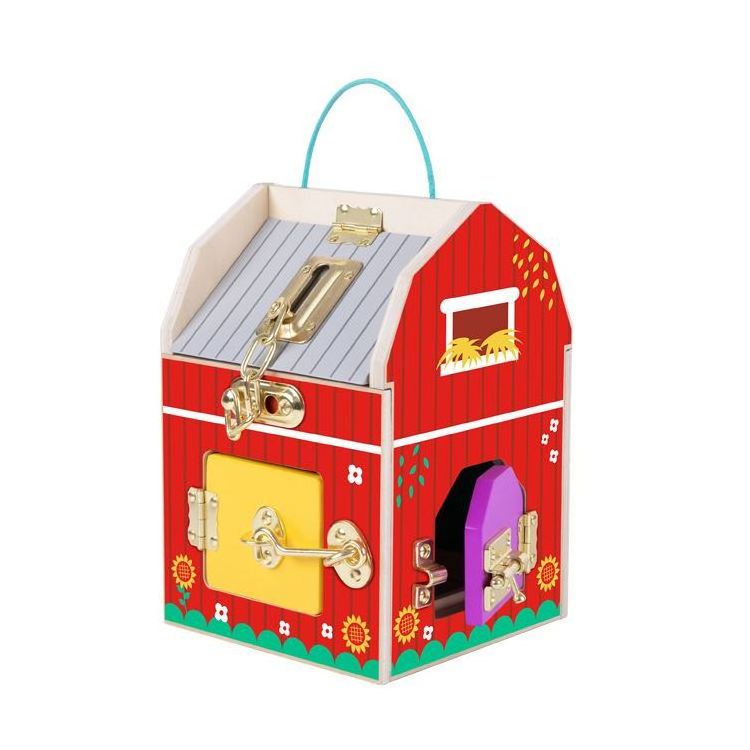 Toddler Farm Activity House with Locks and Latches Promotes Sensory Learning Basic Skills Travel Toy