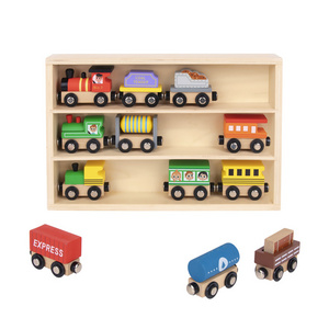 Wooden Train Set Toy Magnetic Children Play Wood Train Toy Railway Track For Kids wooden car model toy