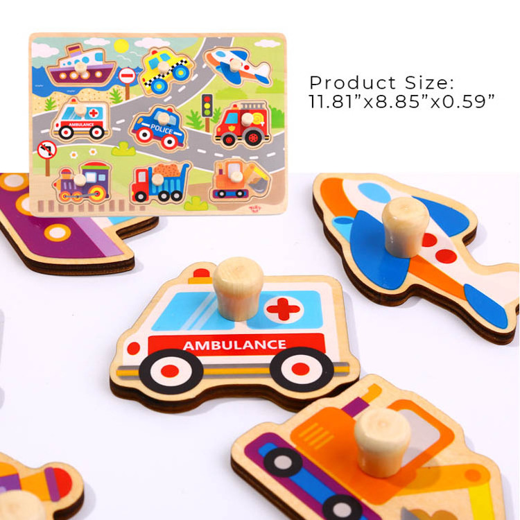 chinese personalized Educational Toys Kids Wooden Vehicle jigsaw Puzzle board game