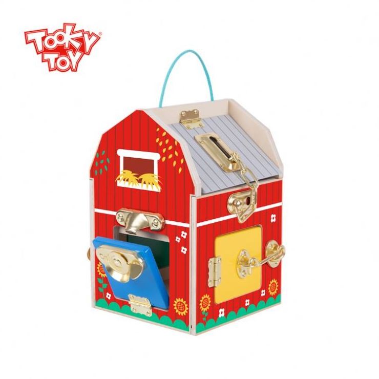 Toddler Farm Activity House with Locks and Latches Promotes Sensory Learning Basic Skills Travel Toy