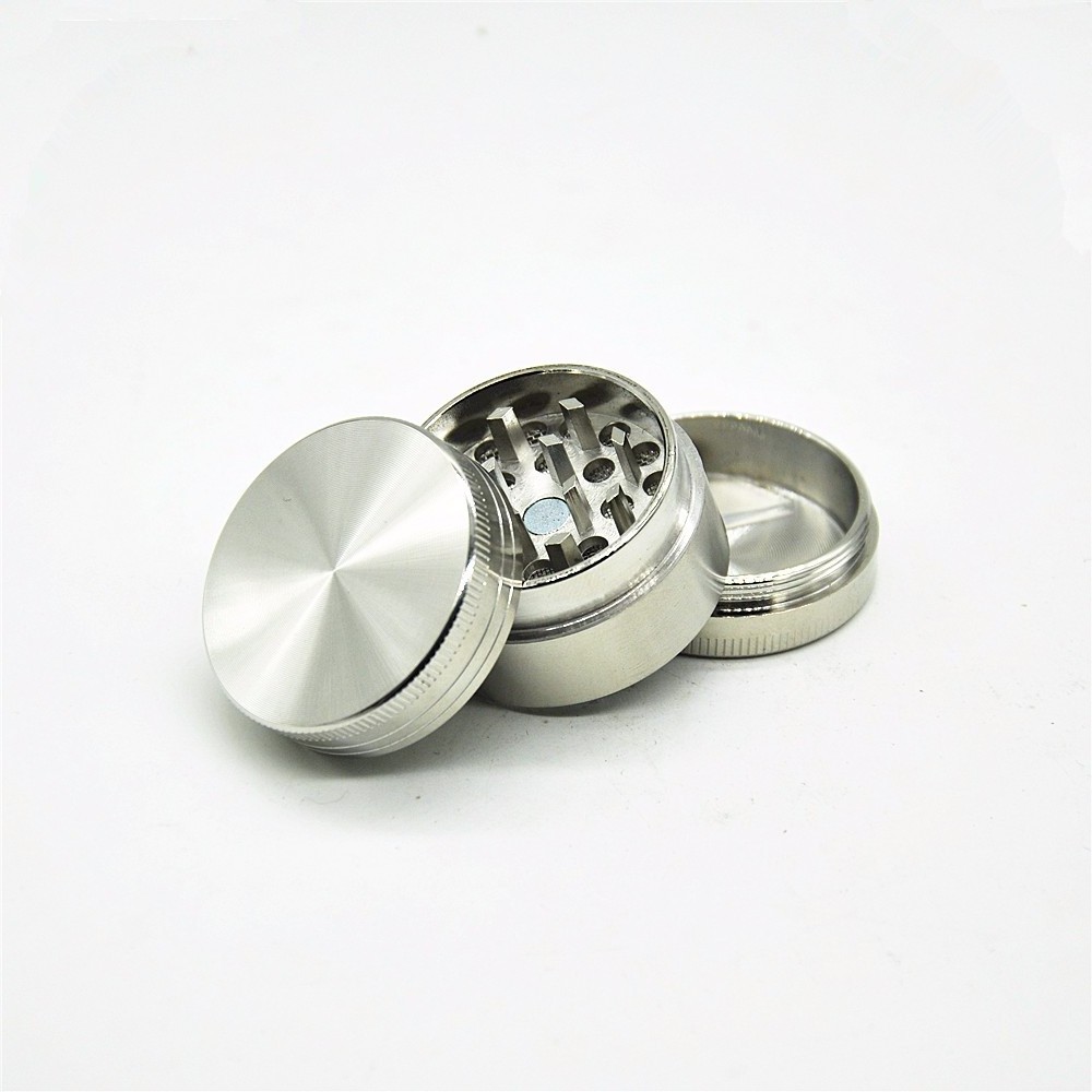 40mm  mini Stainless steel Black Tobacco Grinder 3 Parts herb Grinder Metal Customized logo Free