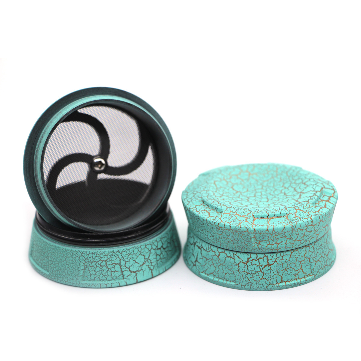 Custom Logo Concave surface Tobacco Grinder aluminium alloy 4 parts 63mm  Crackle paint herb grinder Spice