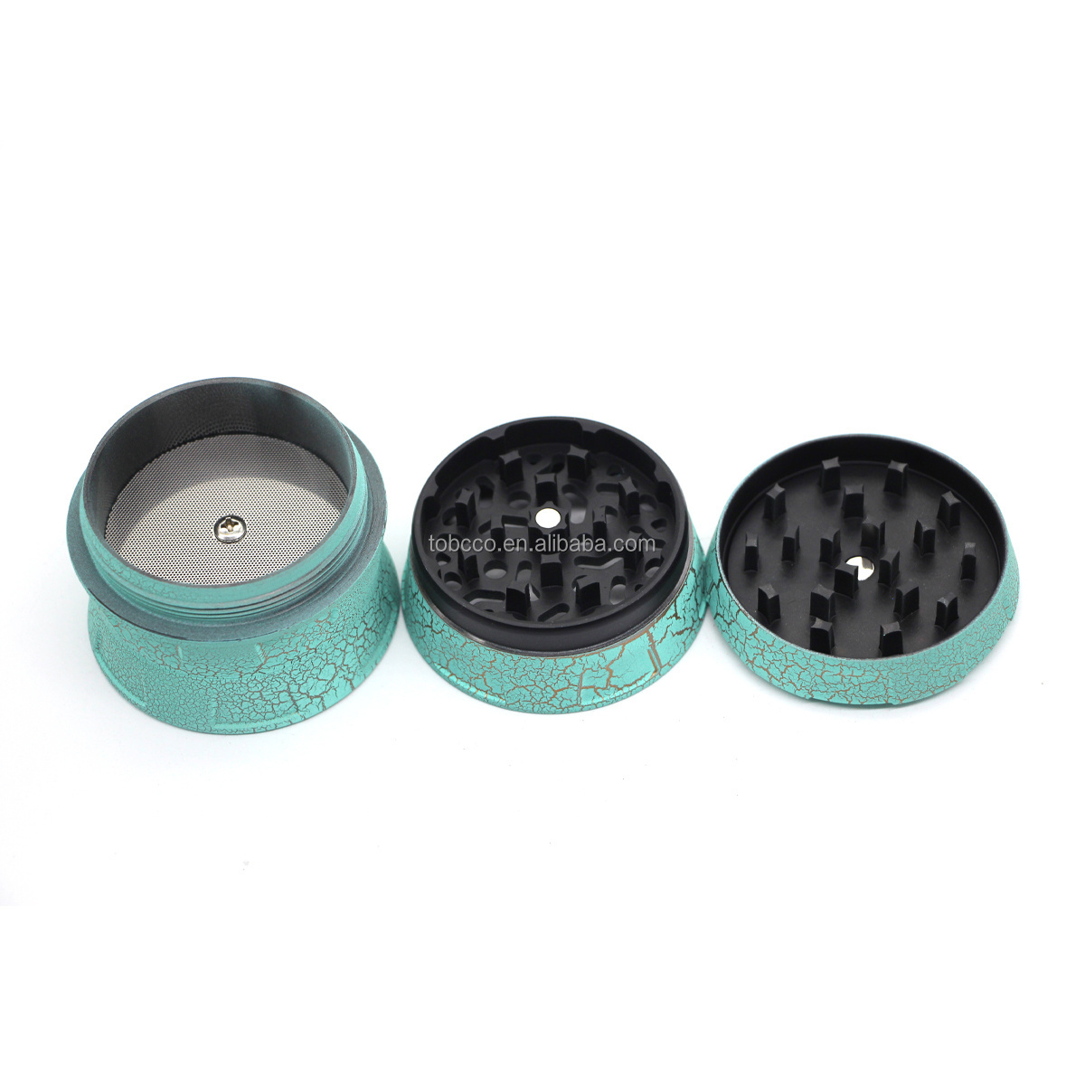 Custom Logo Concave surface Tobacco Grinder aluminium alloy 4 parts 63mm  Crackle paint herb grinder Spice