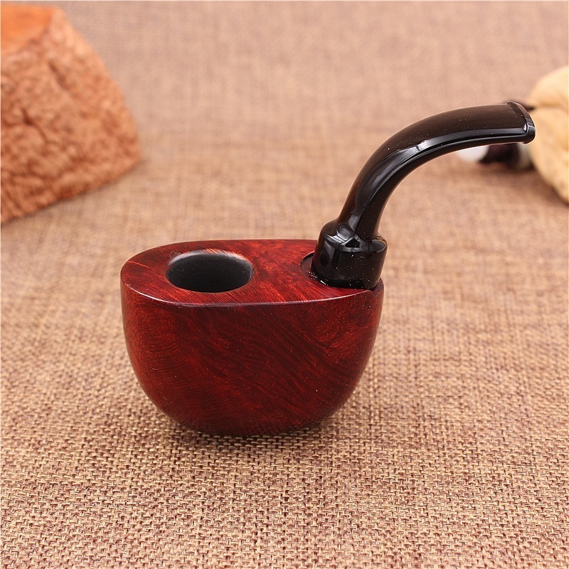 New Arrival Custom logo Wooden Tobacco Smoking Briar Pipe With Pouch 9mm Filter