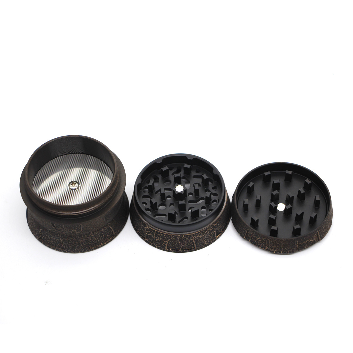 Custom Logo Concave surface Tobacco Grinder aluminium alloy 4 parts 63mm  Crackle paint herb grinder Spice