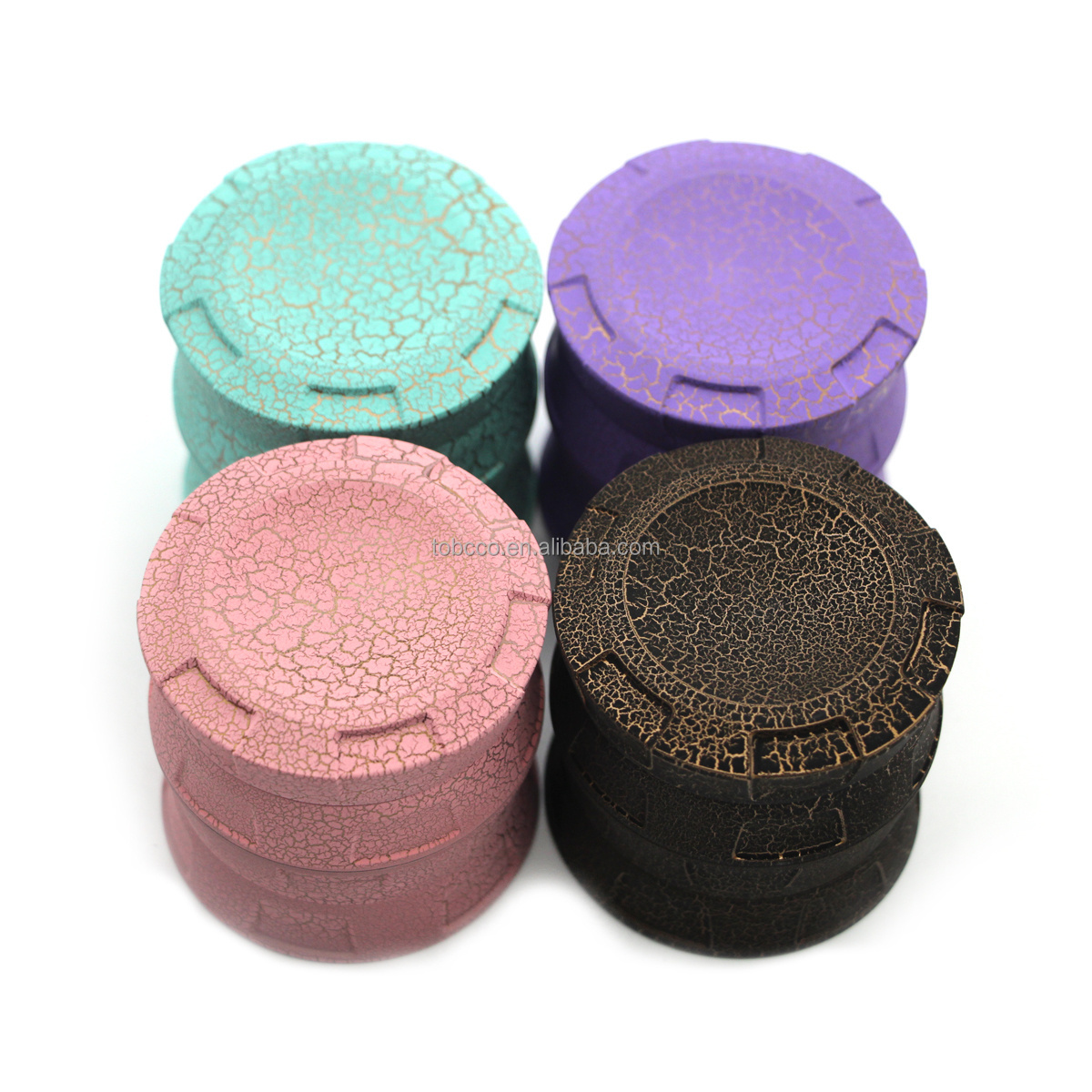 Custom Logo Concave surface Tobacco Grinder aluminium alloy 4 parts 63mm  Crackle paint herb grinder Spice